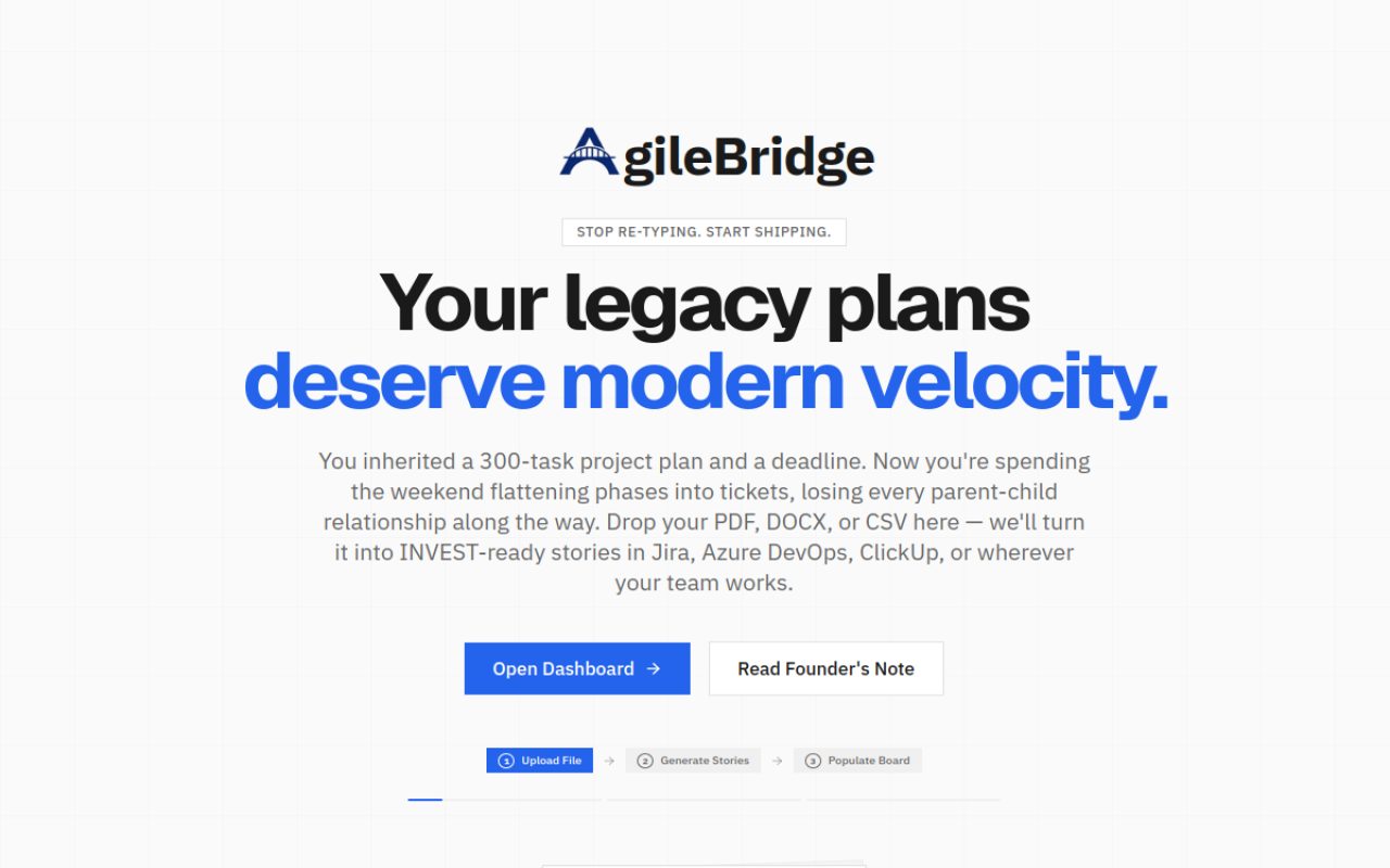 AgileBridge AI homepage preview