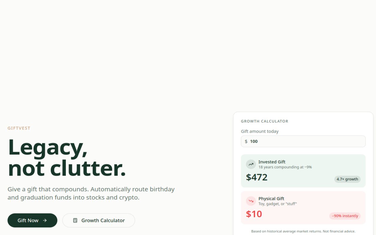 GiftGiving Engine homepage preview