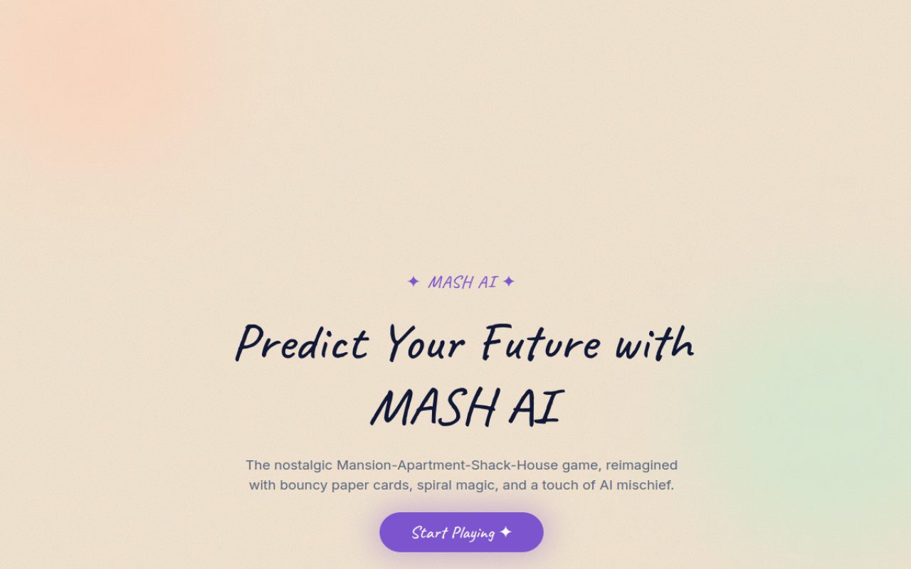 Mash AI homepage preview